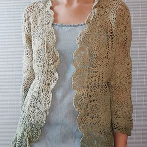 Vintage 90s Floral Crochet Open Front Cardigan Cover Up Medium Large